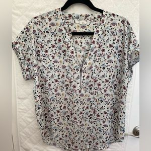 Floral zipper neck blouse